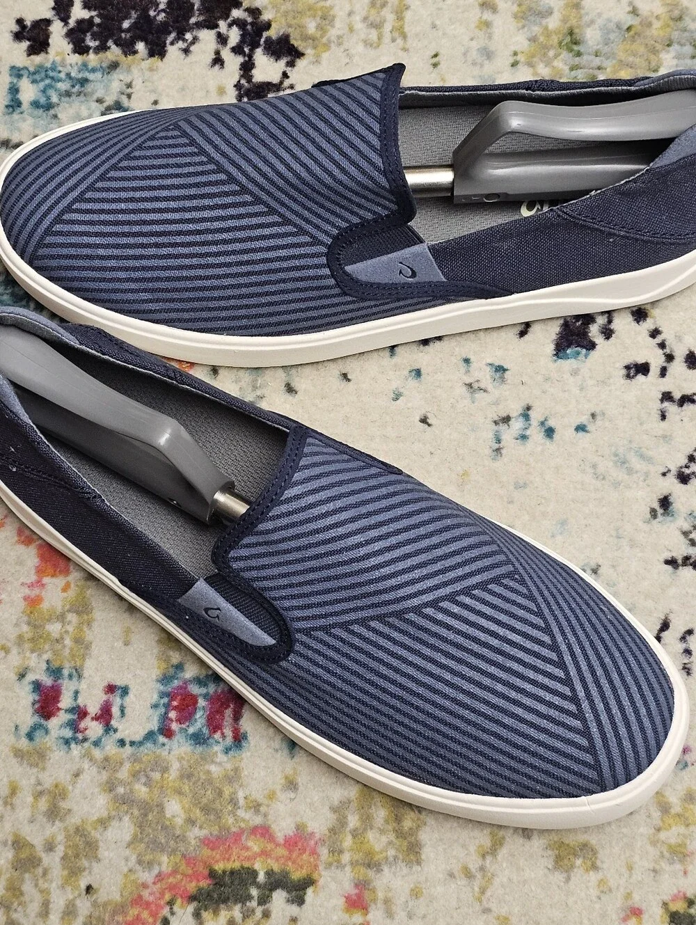 OluKai Lae'ahi Lole Slip On Sneakers Men's Size 11 Blue Canvas Gum Drop-in Heel